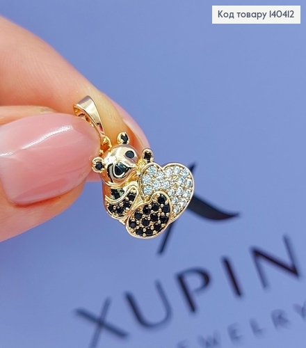 Кулон Закоханий ведмедик з сердечком в камінцях Xuping 18К 140412 фото 3