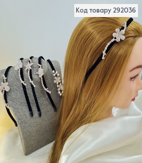 Обруч металл Велюр с камнями в асс. 292036 фото