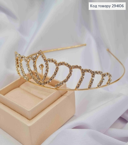 Диадема – маленькая Тиара под золото с Блестящими камешками, 3см самая высокая точка. 294106 фото 3