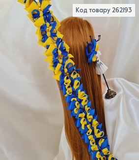 Резинка (24шт) Бант двойной желто-голубой (7*4см) 262193 фото