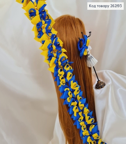 Резинка (24шт) Бант двойной желто-голубой (7*4см) 262193 фото 1