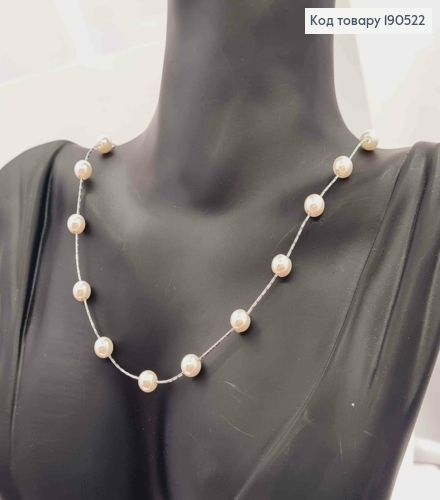 Ланцюжок родований ЯКІРНЕ плетіння з Перлинками,  довжина 43+5см, Xuping 190522 фото 2