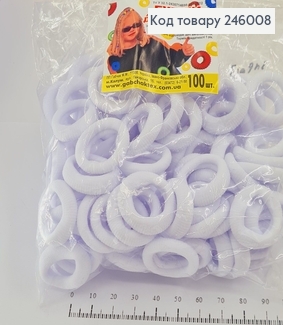Резинка калуш мікрофібра 2,5см білі 100 шт/уп 246008 фото