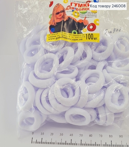 Резинка калуш микрофибра 2,5см белие100 шт/уп 246008 фото 1