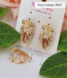 Серьги, "Византия", рельефные, 2см, англ. застежка, Xuping 18К 116113 фото
