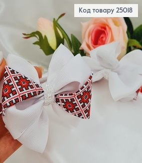 Резинка Бант двойной ВИШИВКА, Красный 10см, Украина 25018 фото