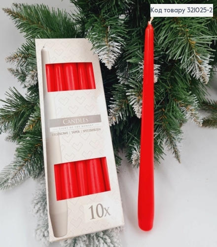 Набор свечей КРАСНЫХ,10 шт,  BISPOL, 24,3см, 7год/горения 321025-2 фото 1