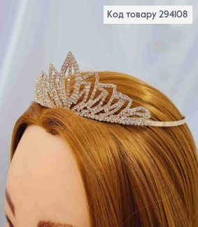 Диадема - маленькая Тиара "ИЗЫСКАНАЯ" под золото с Блестящими камнями, 4см самая высокая точка. 294108 фото