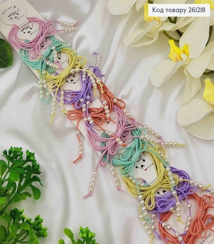 Резинки потрійні 6см, Бантик з бусинками (20шт/уп) по 2шт на планшетці в асортименті. 261218 фото 1