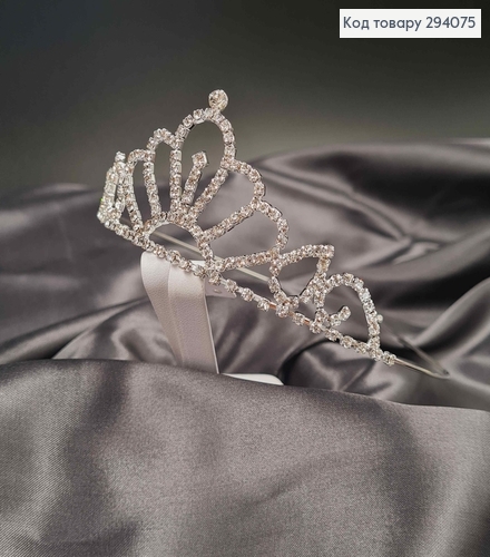 Тиара под серебро, с мелкими белыми камешками. 294075 фото 1