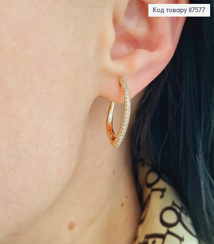 Серьги стрелы с Блестящими камешками в один ряд, 2,3см, XUPING 18K 117577 фото 2