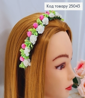 Обруч метал біло - рожеві квіти, Україна 287015 фото