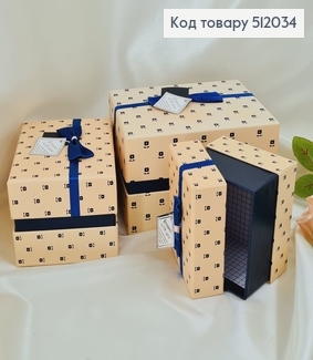Набор коробок Модная с синим бантиком 3 шт( 9*11*8 см, 11*15*9,5 см, 14*18*11 см) 512034 фото