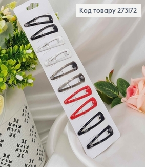 Заколки тік-так 4,5см, в темних тонах, з блискітками, 10шт/уп 273172 фото