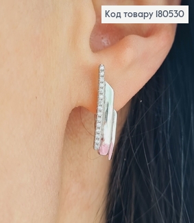 Серьги родированые Стильные, английская застежка  2,5*0,6см Xuping 180530 фото