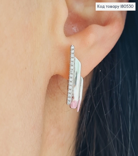 Серьги родированые Стильные, английская застежка  2,5*0,6см Xuping 180530 фото 1