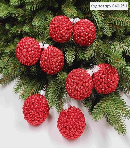 Набір куль 50мм Декор ЧЕРВОНИЙ 8шт/уп, Україна 640125-1 фото 1