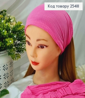 Повязка-платок на резинке,(натур. ткань) Розового цвета шир.20см, объем24см (ручная работа) 254111 фото