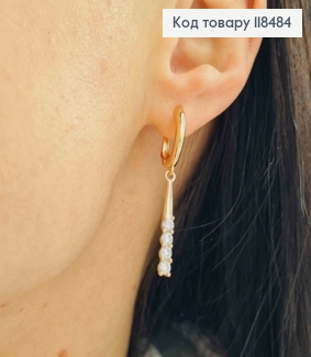 Серьги с подвеской в Блестящих камнях, 1,3+2,4см, англ. застежка, XUPING 18K 118484 фото