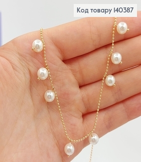 Подвеска 40 + 5 см с жемчужинами медицинское золото Xuping 140387 фото