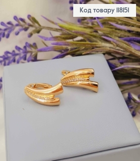 Серьги "Вись" украшены камешками в один ряд, 2см, англ застежка, XUPING 18K 118151 фото