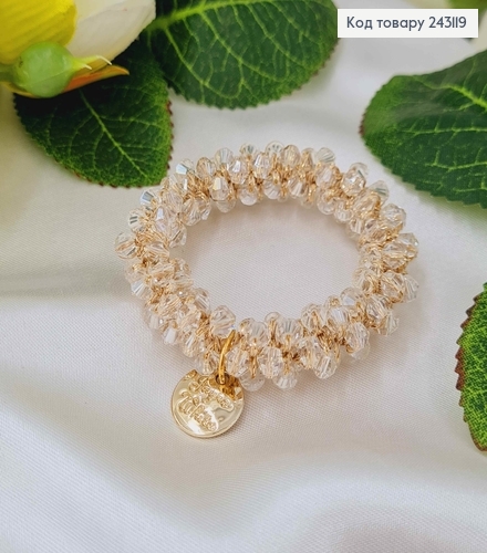Резинка 5,5см  з  Прозоро-Бежевим   стіклярусом 243119 фото 1