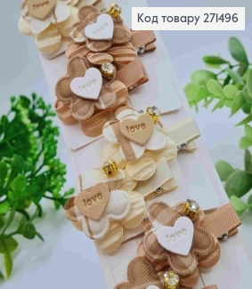 Набір заколок стріла (20шт) "КВІТОЧКА" з камінчиком, Пастельні кольори, заколка 3,5см, квітка 3,5см 271496 фото