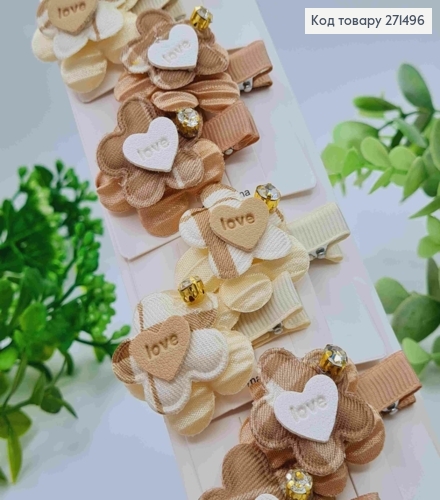 Набір заколок стріла (20шт) "КВІТОЧКА" з камінчиком, Пастельні кольори, заколка 3,5см, квітка 3,5см 271496 фото 1