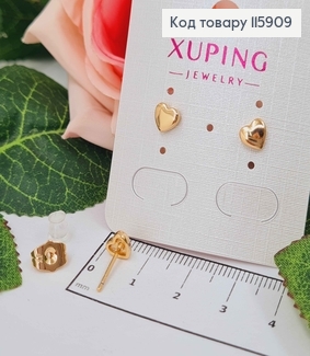 Сережки гвоздики, Сердечко 6мм, Xuping 18K 115909 фото