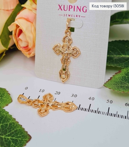 Крестик с распятием, с тонкими элементами, 3*1,7см, Xuping 18K 130581 фото 1