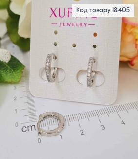 Серьги кольца родовые, в каминах, 1см, Xuping 18K 181405 фото