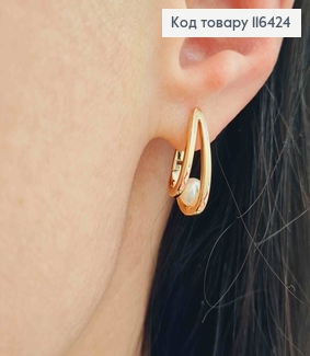 Серьги стрелы двойные, с жемчужинами, 1,8см, англ. зам. Xuping 18K 116424 фото