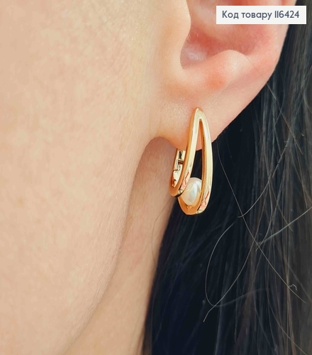 Серьги стрелы двойные, с жемчужинами, 1,8см, англ. зам. Xuping 18K 116424 фото 1