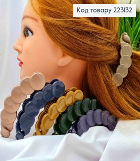 Заколка банан, глянцева, "Круглі пластинки ", Кольори в асортименті, 10,5см 223132 фото