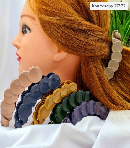 Заколка банан, глянцевая, "Круглые пластинки", Цвета в ассортименте, 10,5см. 223132 фото 1