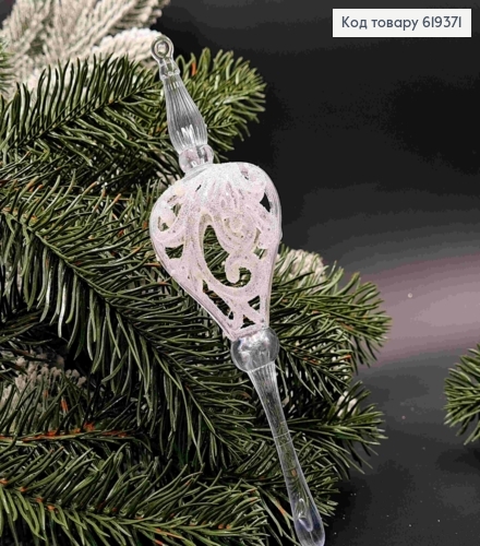 Фигурка "Кристалл с кружевом", ПРОЗРАЧНЫЙ с блеском, 17см, новогоднее украшение, пластик. 619371 фото 1