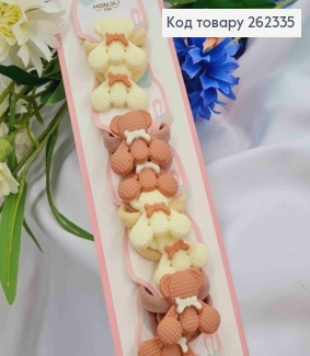 Набор резинок бежевых (20шт) МИШКА + БАНТИК, размер 3см,резка 3см, цвета в ассорт. 262335 фото