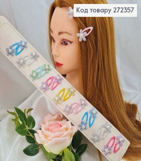 Заколка тік так дитяча з квіточкою в асорт. 20шт/уп. 272357 фото
