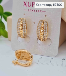 Серьги "Блеск" украшены Блестящими камешками, 1,7см, английская застежка, XUPING 18K 119300 фото