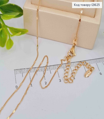 Цепочка Панцирное плетение с плоскими пластинками "СЕРДЦЕ", ширина 1мм, длина 45+5см, Xuping 18K 121625 фото 1