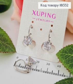 Сережки родовані, Камінець білого кольору, 2см, франц. заст. Xuping 18К 181332 фото