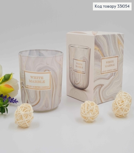 Аромасвічка стакан WHITE MARBLE (luxury), 150г/30годин горіння, Польща 331054 фото 1