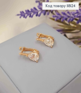 Сережки "Чиста Сльоза" з Яскравим каменем, 1,5см, англ. застібка, XUPING 18K 118124 фото