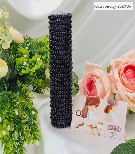 Резинка пружинка, 4см, глянцевая, Черная 252095 фото 1