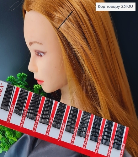 Заколка невидимка металл черная 4 см 100 шт / уп  231100 фото 1