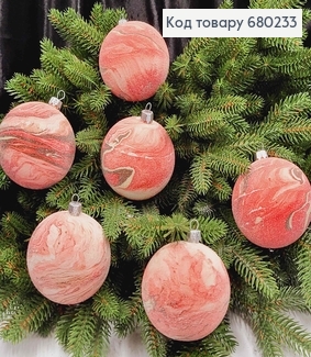 Іграшка куля 80мм ПЛАНЕТА, ЧЕРВОНИЙ  з КАПУЧІНО, 6шт, Україна 680233 фото