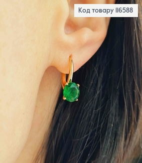 Серьги "Виолетт", с зеленым камешком, 2см, англ. зам. Xuping 18К 116588 фото