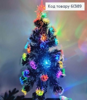 Елка-Гирлянда, Цветная мигающая, со звездой, бело-зеленая, 70см (Мягкая) 613189 фото