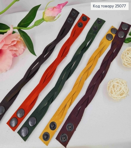 Браслет кожаный Плетеный, с регуляцией размера, 17,19,21см, ручная работа, Украина. 25077 фото 1