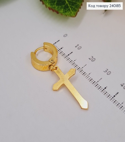 СЕРЬГА 1шт. кольцо 1см, крестик 2,5см Stainless Still 240185 фото 1